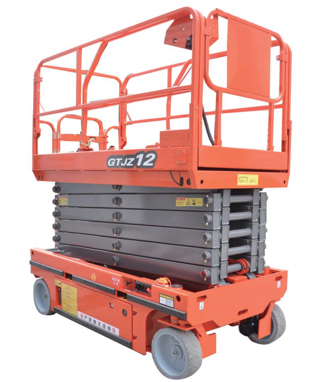 Auxiliary walking hydraulic battery power aerial work loading heavily lift platform